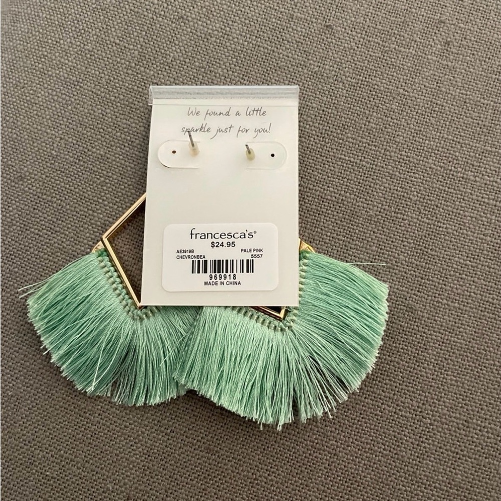 Francesca's Gold and Mint Earrings - Picture 2 of 3